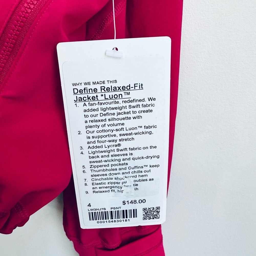 NWT Lululemon Athletica Define Relaxed-Fit Jacket *Luon Passionate Pink Size 4 - Picture 14 of 16